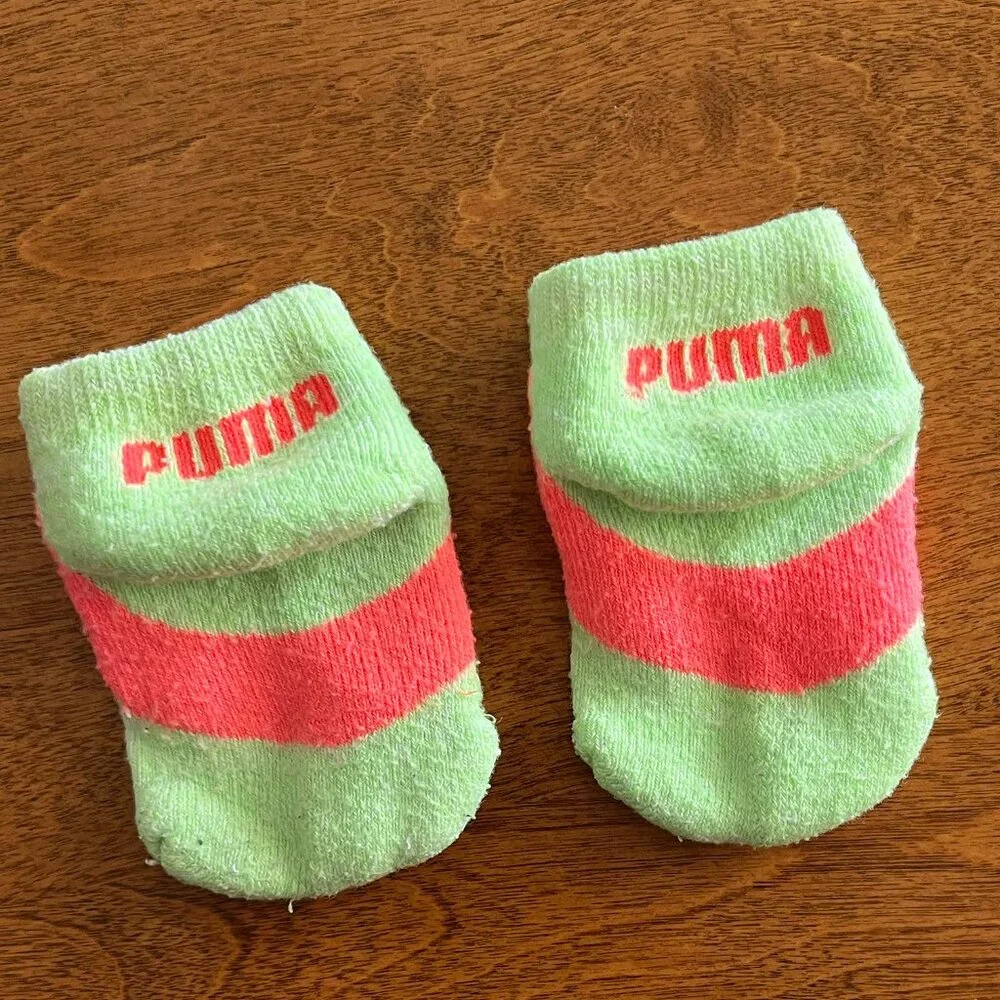 Puma light green baby socks *Free in bundle*